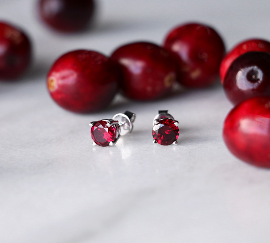 Round Cut Studs with rubies