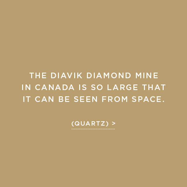 Environmental Impact, Earth Displacement, The Diavik diamond mine in Canada is so large that it can be seen from space. (Quartz)