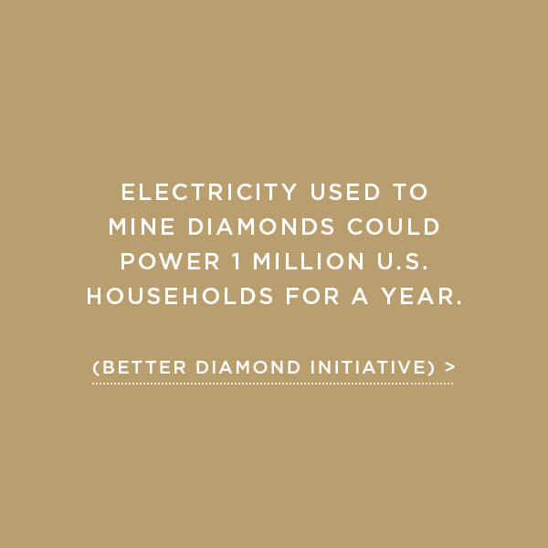 Environmental Impact, Energy Usage, Electricity used to mined diamonds could power 1 million U.S. households for a year. (Better Diamond Initiative)