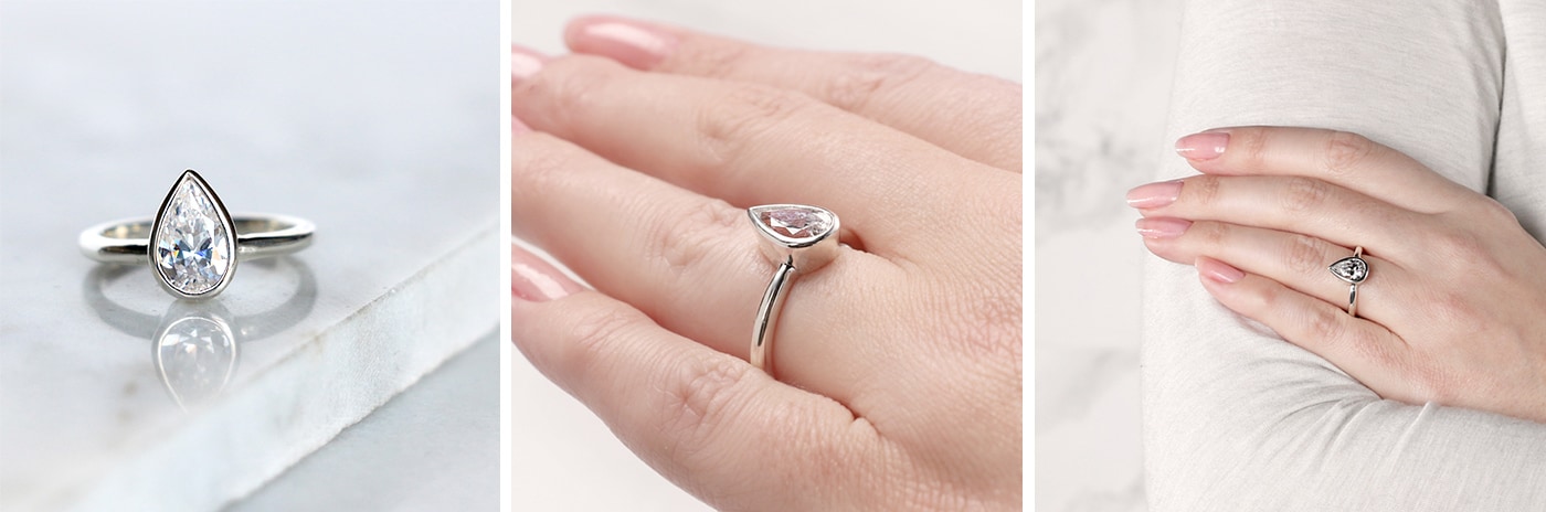 Bezel simulated diamond engagement ring.