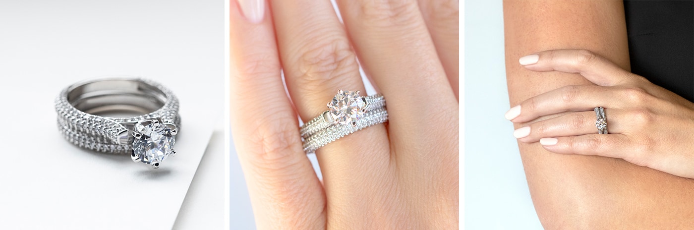Pavé simulated diamond engagement ring.