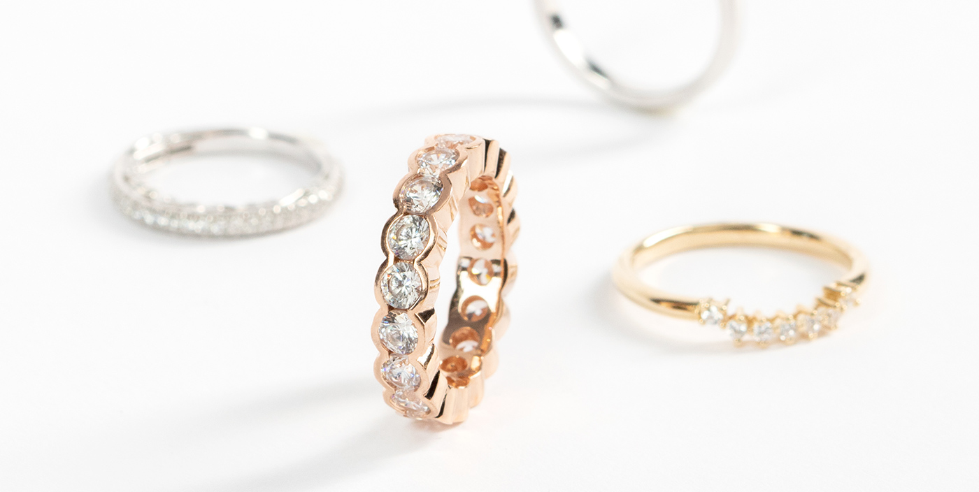 Variety of Diamond Nexus wedding ring styles.