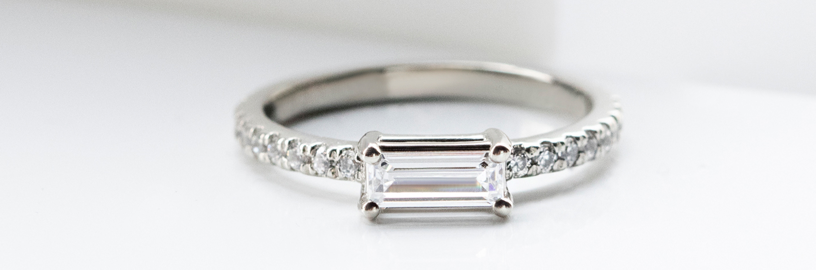 Simulated diamond promise ring.