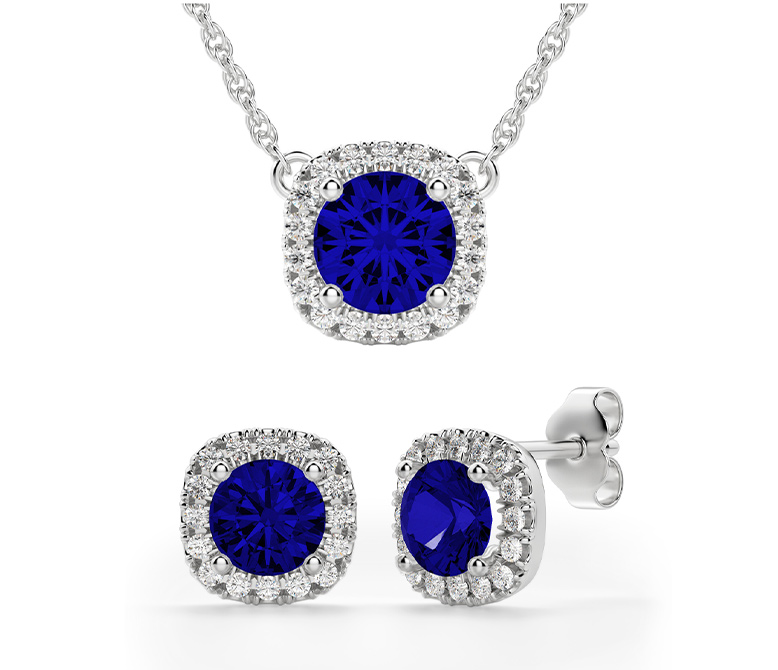 Sapphire wedding jewelry set.