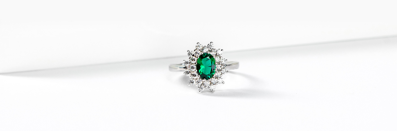 Lab created emerald right hand ring