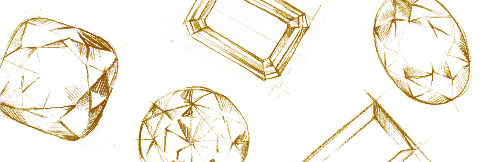 Sketch of different diamond shapes