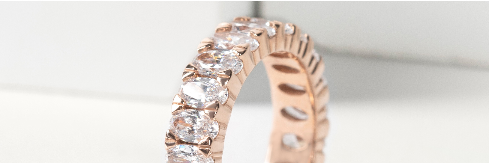 An accented rose gold wedding band