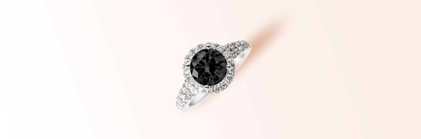 Photo of a black diamond engagement ring.