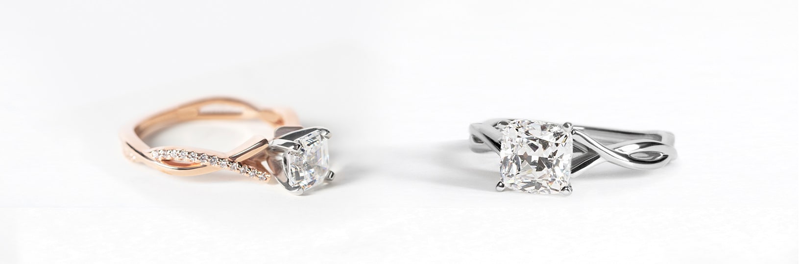 Two engagement rings compared side-by-side