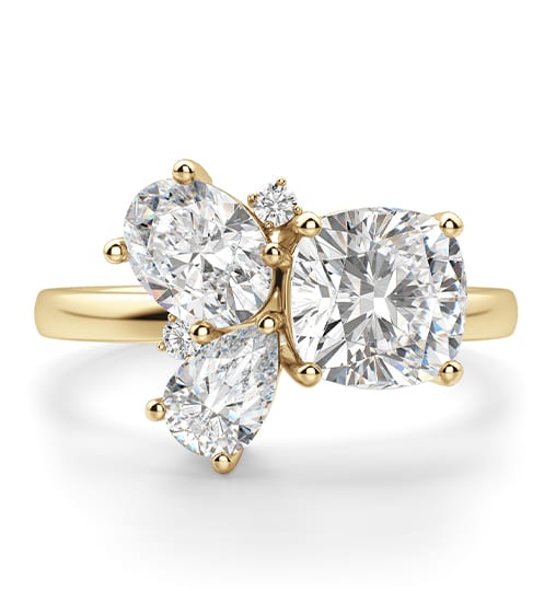 A cluster ring in yellow gold