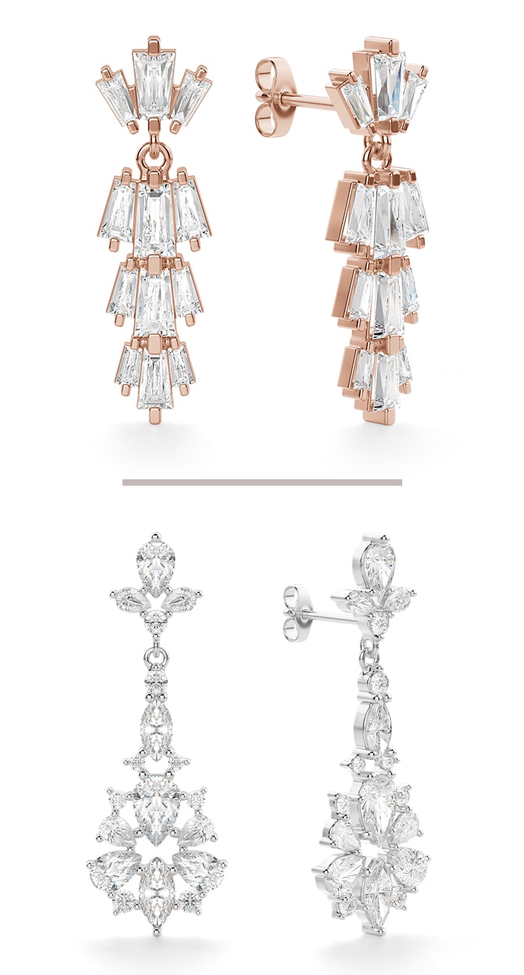 Two pairs of chandelier earrings