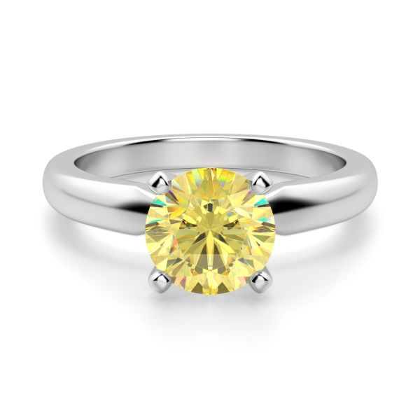 Tapered Classic Round cut Solitaire Engagement Ring, Canary