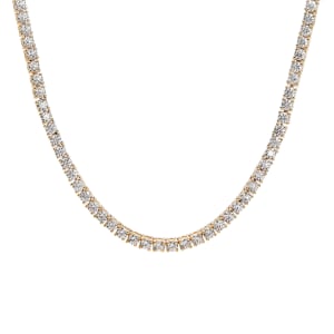Round Cut Tennis Necklace (13.97 Carat), 14K Yellow Gold, Default,  Hover,