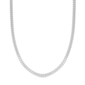 15.90 Carat Princess Cut Tennis Necklace, Default, 14K White Gold, 