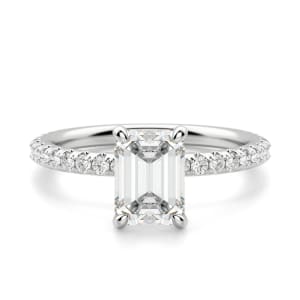 Arezzo Accented Emerald Cut Engagement Ring, Default, 14K White Gold, Platinum, 