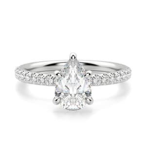 Arezzo Accented Pear Cut Engagement Ring, Default, 14K White Gold, Platinum, 