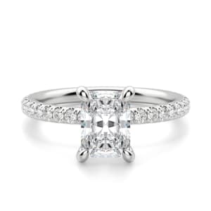 Arezzo Accented Radiant Cut Engagement Ring, Default, 14K White Gold, Platinum, 