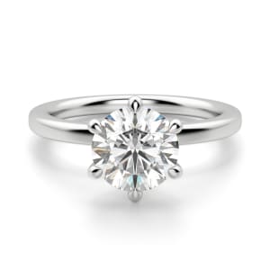 Arezzo Classic Round Cut Engagement Ring, Default, 14K White Gold, Platinum