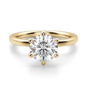 Arezzo Classic Round Cut Engagement Ring, Default, 14K Yellow Gold,