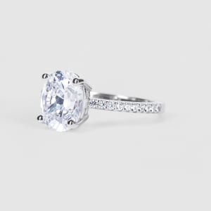Basket Set Accented Engagement Ring With 2.00 ct Oval Center DEW, Ring Size 5.75-7.25, 14K White Gold, Hover,