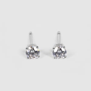 Basket Set, Tension Back Earrings With 0.25 Round Centers, 14K White Gold, Default,