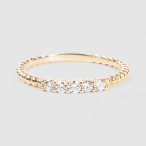 Beaded Accented Wedding Band, Ring Size 5.75, 14K Yellow Gold, Default,