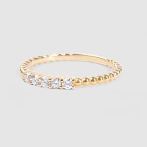 Beaded Accented Wedding Band, Ring Size 5.75, 14K Yellow Gold, Hover,