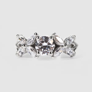 Bold Primrose Ring With 1.03 Round Center, Ring Size 7.75, 14K White Gold, Default,