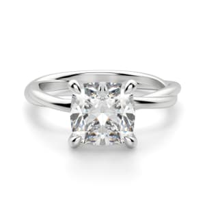 Braided Solitaire Cushion Cut Engagement Ring, Default, 14K White Gold,