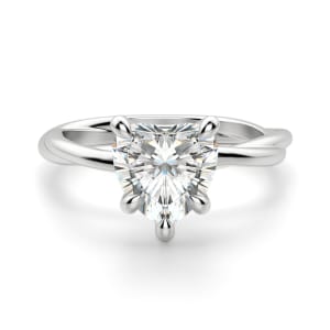 Braided Solitaire Heart Cut Engagement Ring, Default, 14K White Gold,