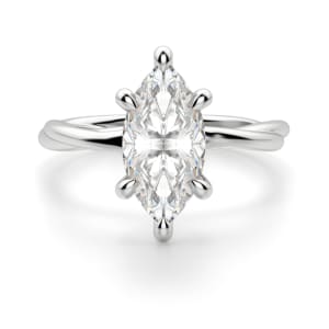 Braided Solitaire Marquise Cut Engagement Ring, Default, 14K White Gold,