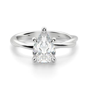 Braided Solitaire Pear Cut Engagement Ring, Default, 14K White Gold,