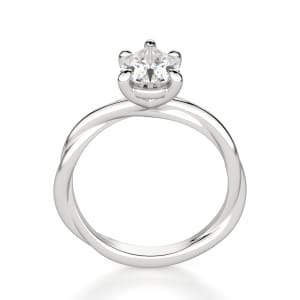 Braided Solitaire Pear Cut Engagement Ring, Hover, 14K White Gold,