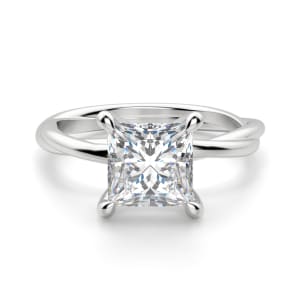 Braided Solitaire Princess Cut Engagement Ring, Default, 14K White Gold,