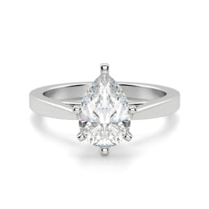 Cathedral Pear Cut Solitaire Engagement Ring, Default, 14K White Gold,