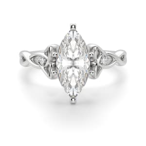 Celtic Knot Marquise Cut Engagement Ring, Default, 14K White Gold,\r
