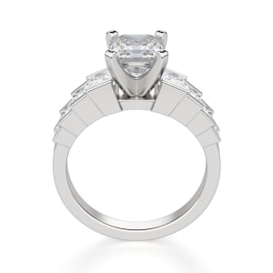 Cinderella Staircase Asscher Cut Engagement Ring, Hover, 14K White Gold, Platinum,