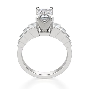 Cinderella Staircase Emerald Cut Engagement Ring, Hover, 14K White Gold, Platinum, 