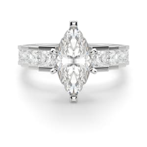 Cinderella Staircase Marquise Cut Engagement Ring, Default, 14K White Gold, Platinum,