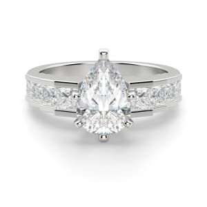 Cinderella Staircase Pear Cut Engagement Ring, Default, 14K White Gold,