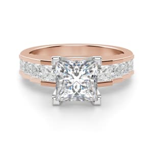 Cinderella Staircase Princess Cut Engagement Ring, Default, 14K Rose Gold,