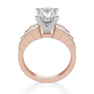 Cinderella Staircase Princess Cut Engagement Ring, Hover, 14K Rose Gold,