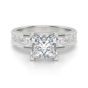 Cinderella Staircase Princess Cut Engagement Ring, Default, 14K White Gold, Platinum, 