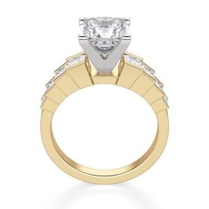 Cinderella Staircase Princess Cut Engagement Ring, Hover, 14K Yellow Gold,