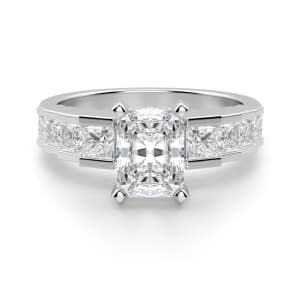 Cinderella Staircase Radiant Cut Engagement Ring, Default, 14K White Gold,