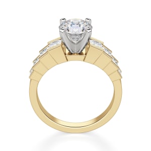 Cinderella Staircase Round Cut Engagement Ring, Hover, 14K Yellow Gold, 