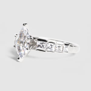 Cinderella Staircase Engagement Ring With 1.62 Marquise Center, Ring Size 6.75-8.25, 14K White Gold, Hover,