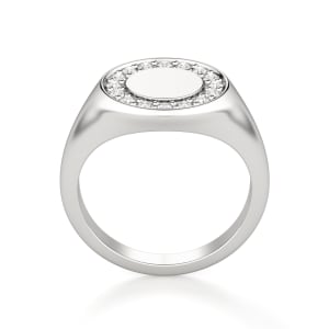 Pavé Circle Signet Ring, Hover, 14K White Gold,