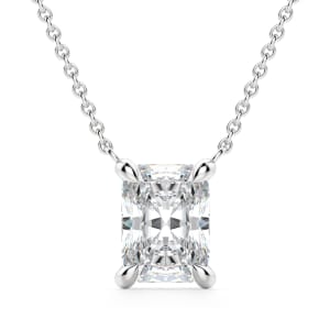 Radiant Cut Claw Prong Necklace, Default, 14K White Gold,