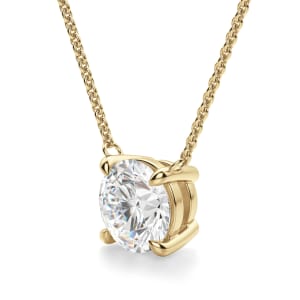 Round Cut Claw Prong Necklace, Hover, 14K Yellow Gold,